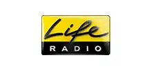 Hintergrundbild eines Radiosenders, lebendige Gestaltung mit "Life Radio" Logo, ideal für Medien- und Musikbezogene Inhalte in deutscher Sprache.